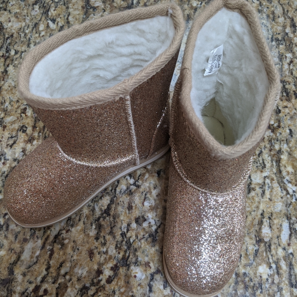 Gold sparkly toddler boots